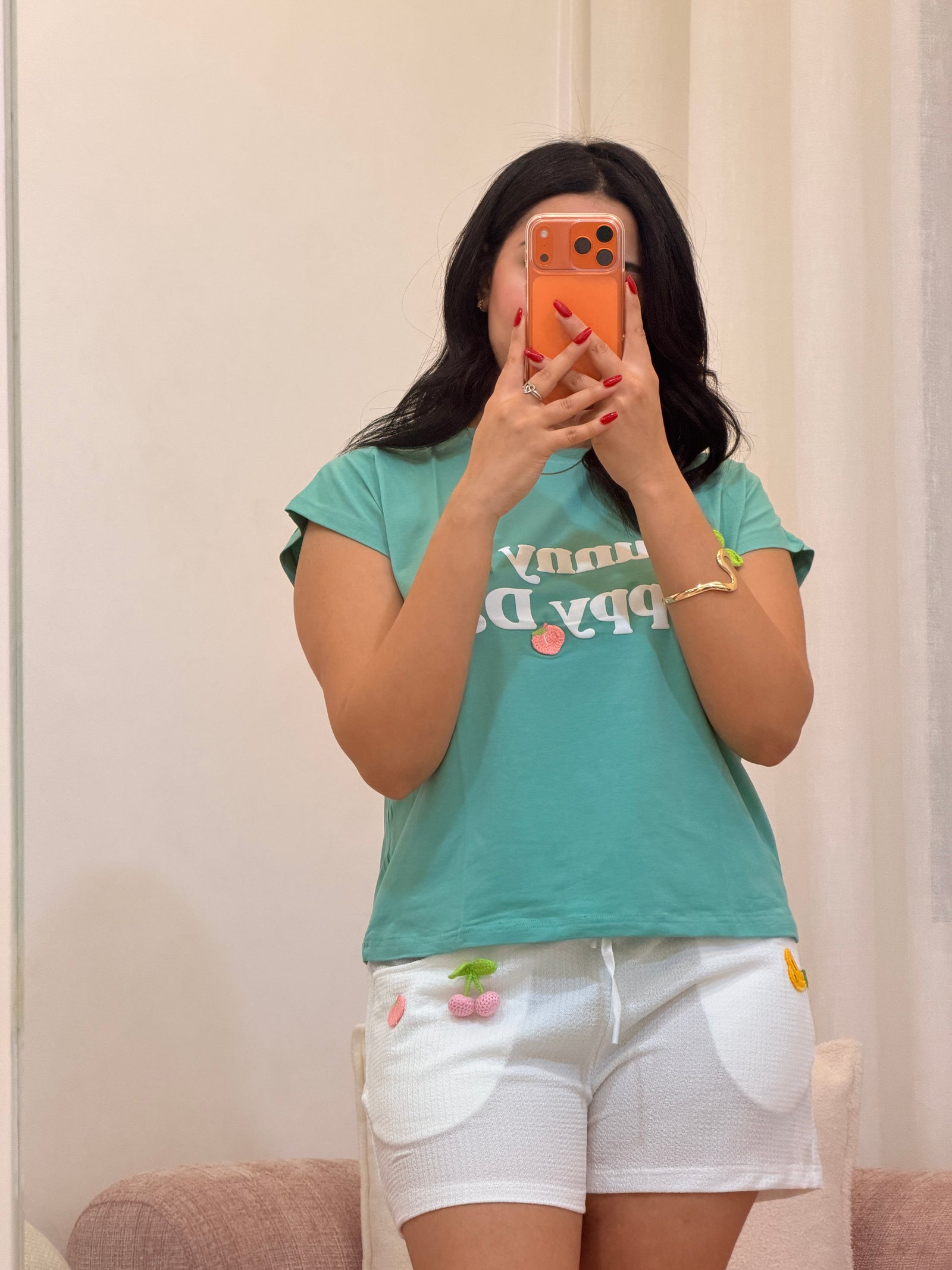 Pyjama short femme en coton doux, coloris vert — Le Réveil