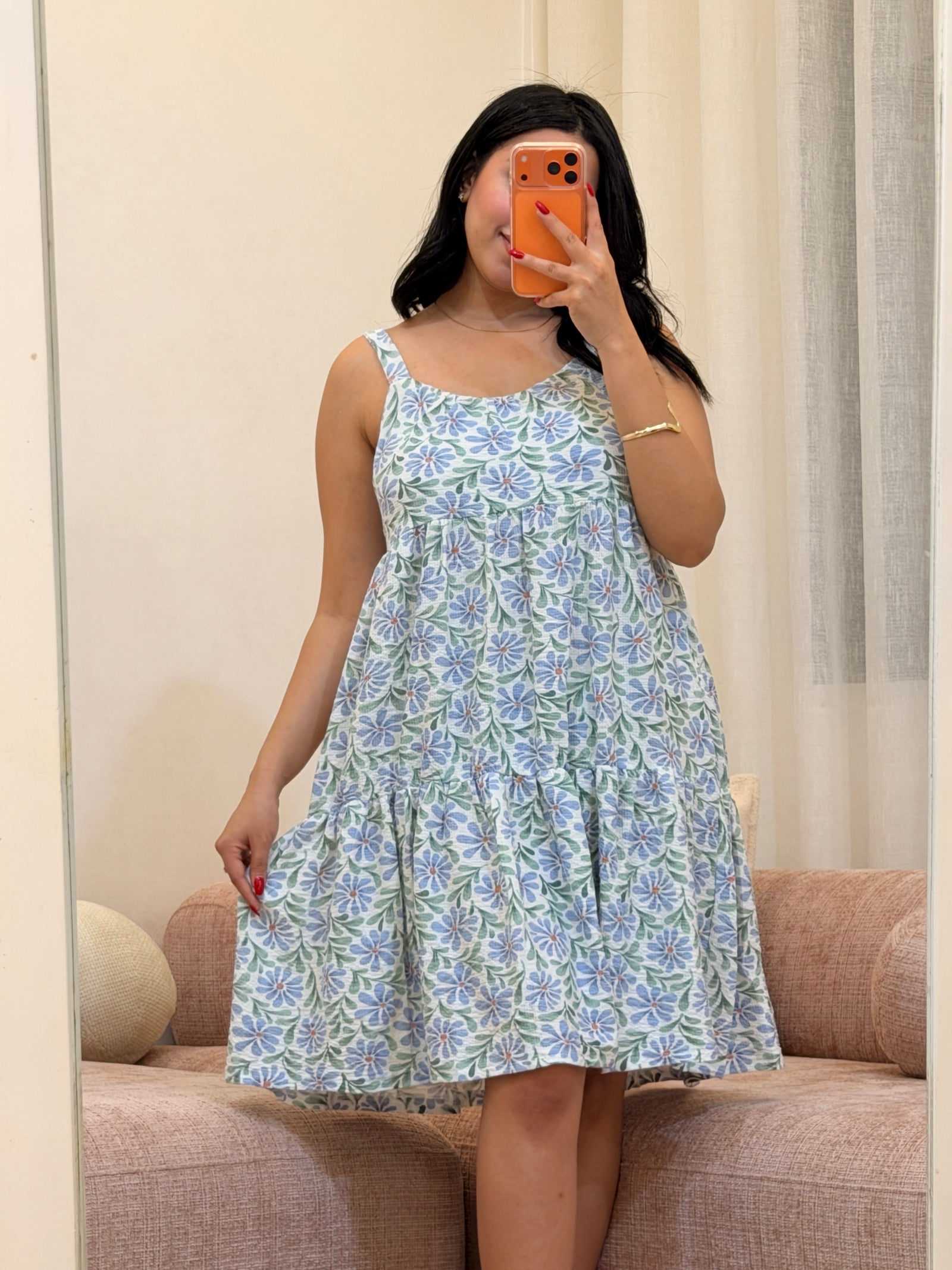 Robe de nuit femme en coton doux, coloris bleu — Le Songe