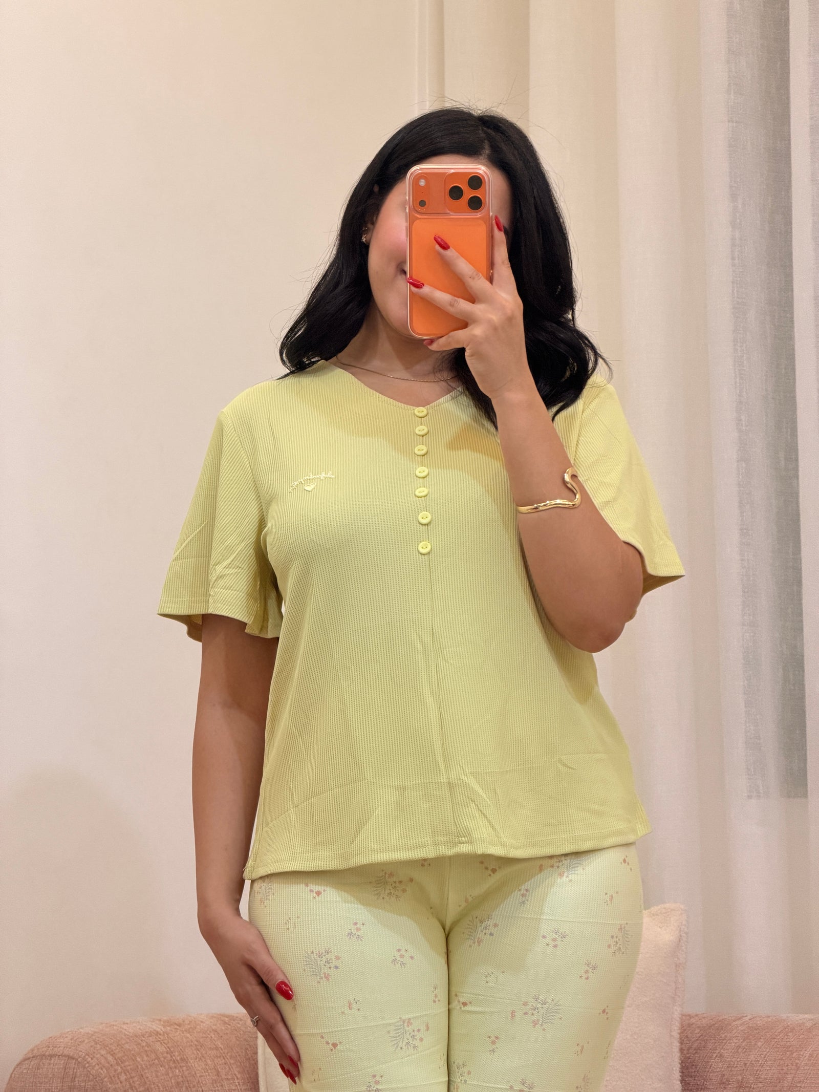 Pyjama 2 pièces femme en coton doux, coloris jaune — Le Dimanche