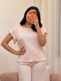 Ensemble pyjama 2 pièces femme en coton et viscose, coloris rose — Le Vrai Calme