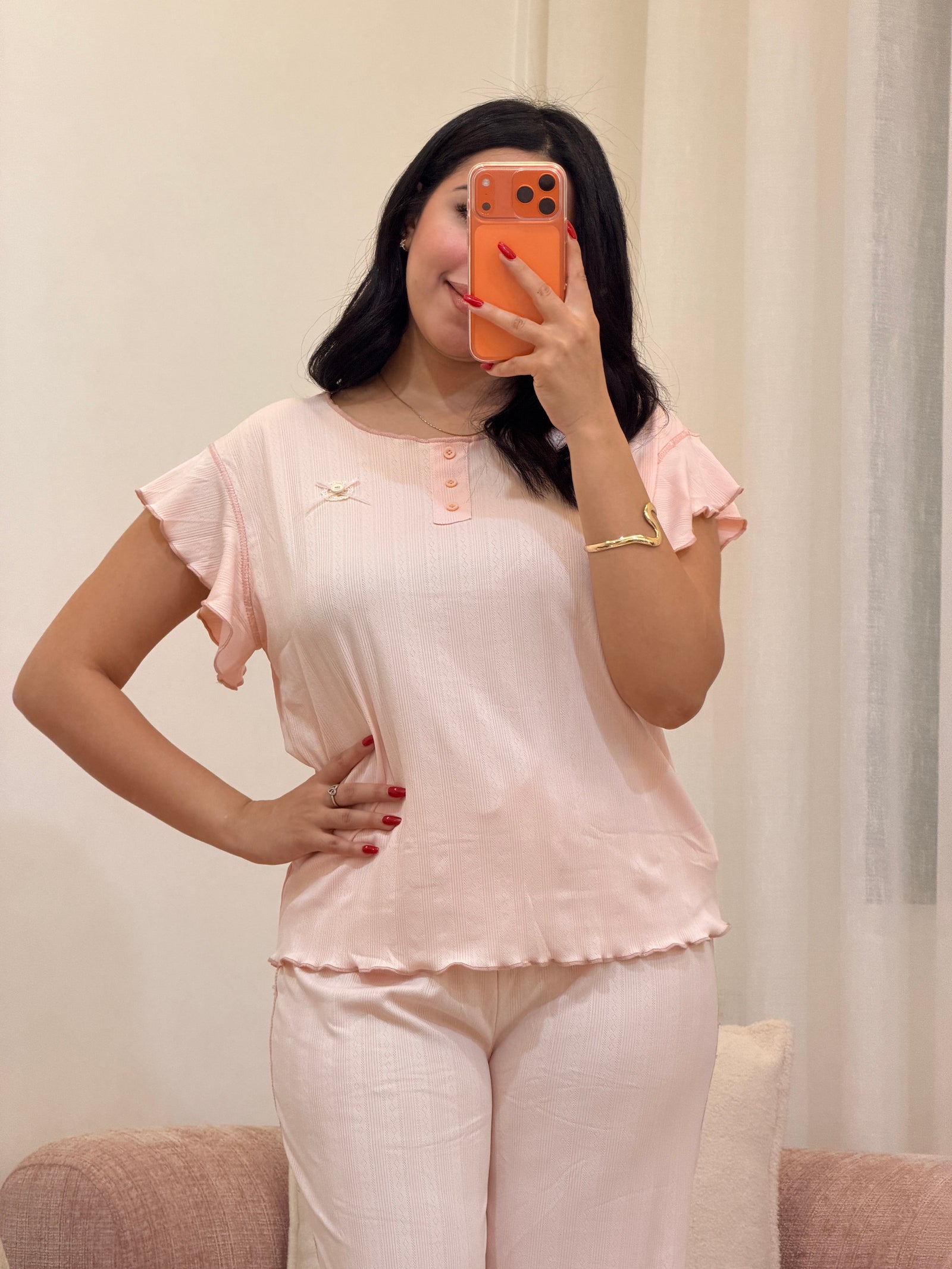 Pyjama 2 pièces femme en coton doux, coloris rose — Le Vrai Calme