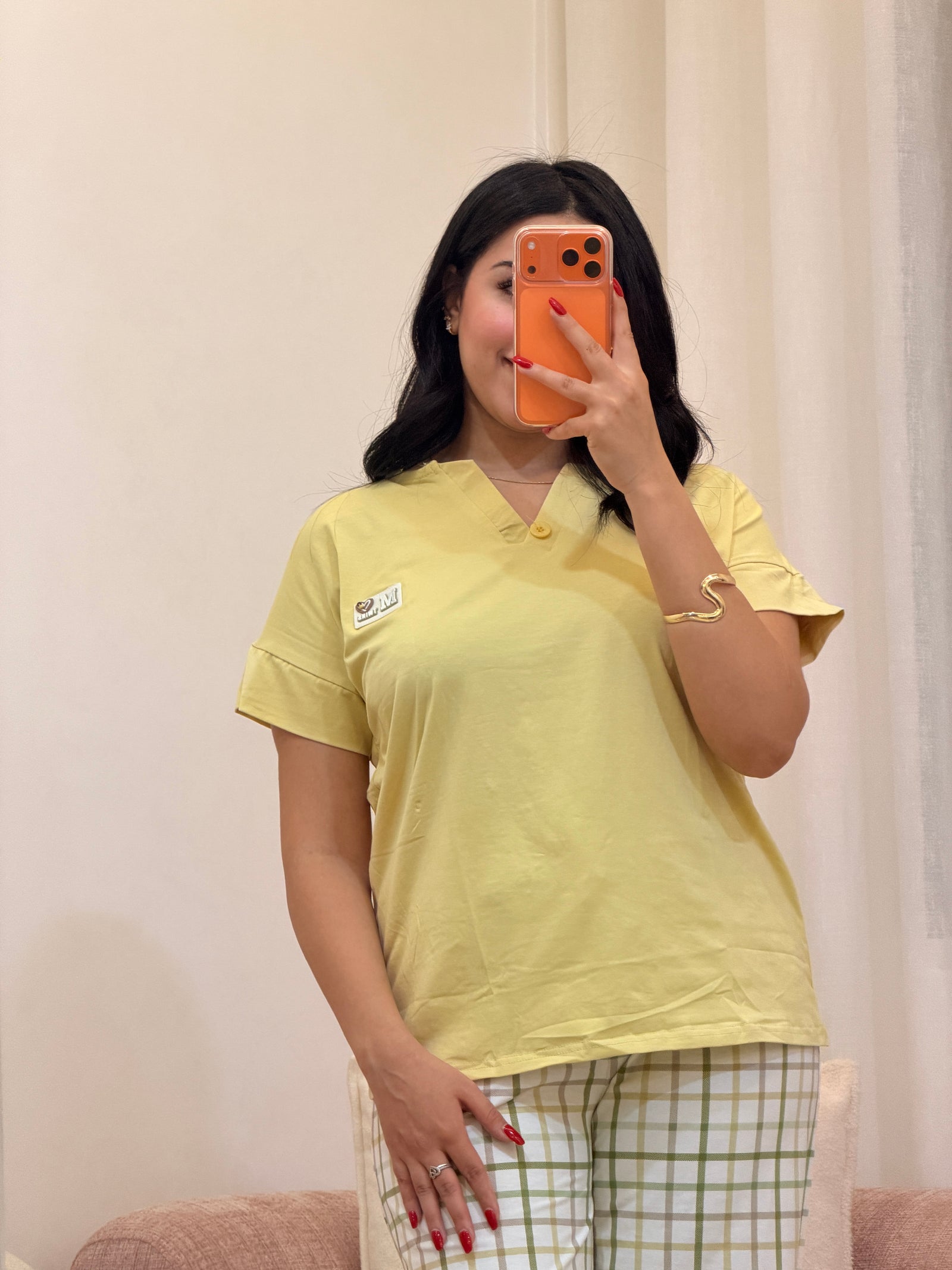 Pyjama 2 pièces femme en coton doux, coloris jaune — Le Bon Lit