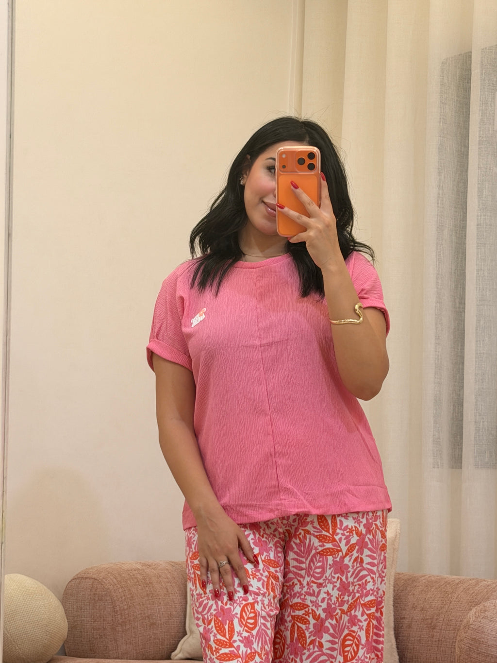 Pyjama 2 pièces femme en coton doux, coloris rose — La Flânerie