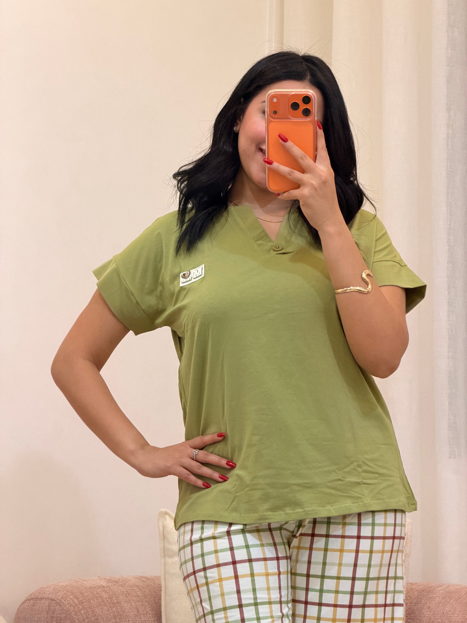 Pyjama 2 pièces femme en coton doux, coloris vert — Le Bon Lit